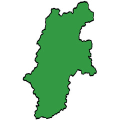 Obraz premium 長野県地図 中部地方 緑色 筆タッチ 和風 東日本 / A brushstroke map of Nagano Prefecture / green