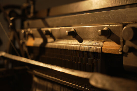 Old historical weaving machine detail view