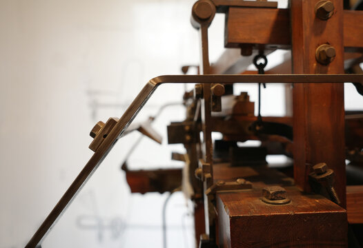 Wooden loom details screws and mechanic