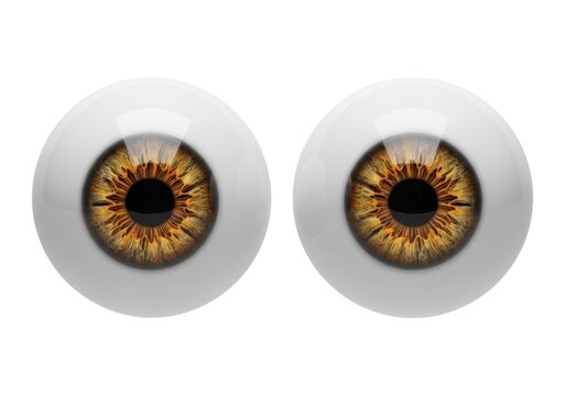 Close up of brown human eye with iris details and reflection on surface