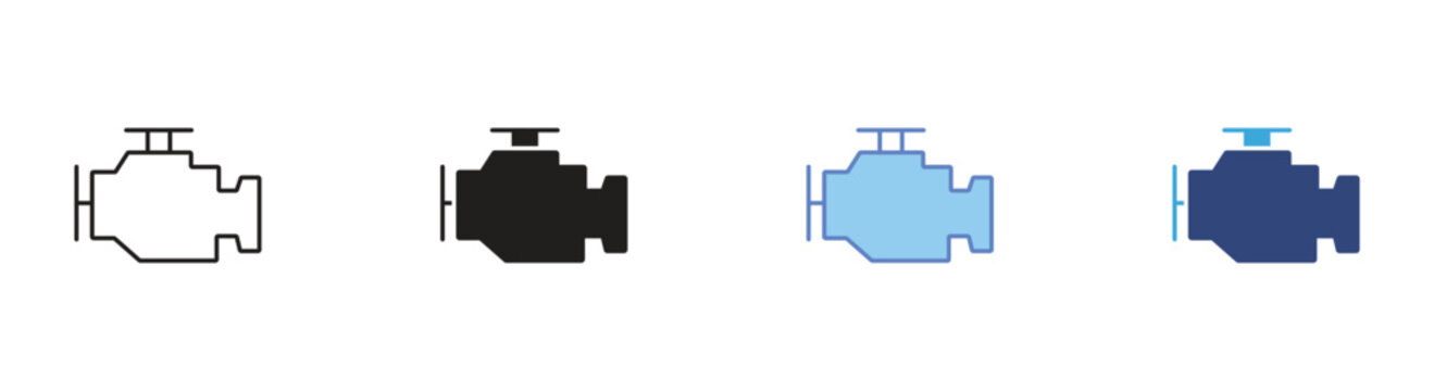 Check engine icon set, Automotive service symbols, Car diagnostics vector icons, Dashboard warning signs, Vehicle repair vector icons