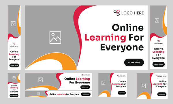 Online education set of web banner design templates for social media posts, consulting, learning, and education courses. Modern vector illustration concepts for website development