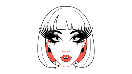 Fototapeta premium Glamorous Woman Face With Dramatic Makeup And Big Lashes