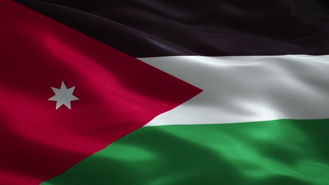 Jordan National Flag Waving in Wind Seamless Loop Background