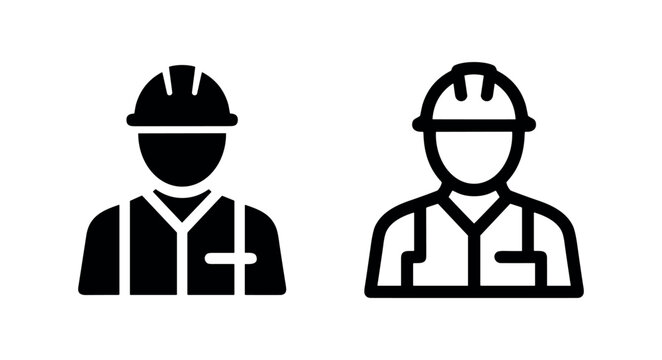 Engineer or supervisor with safety vest icon in hard hat.