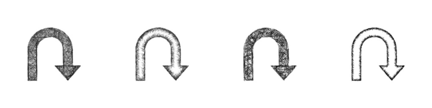 Sketch monochrome turn logo design set