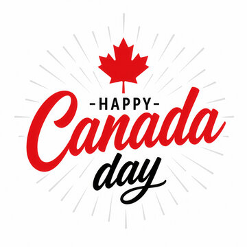 Happy canada day celebration greeting with maple leaf