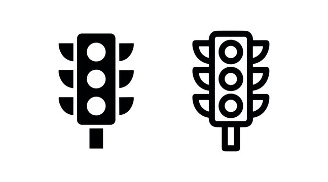 Traffic Light Icon Vector Black and White Symbol