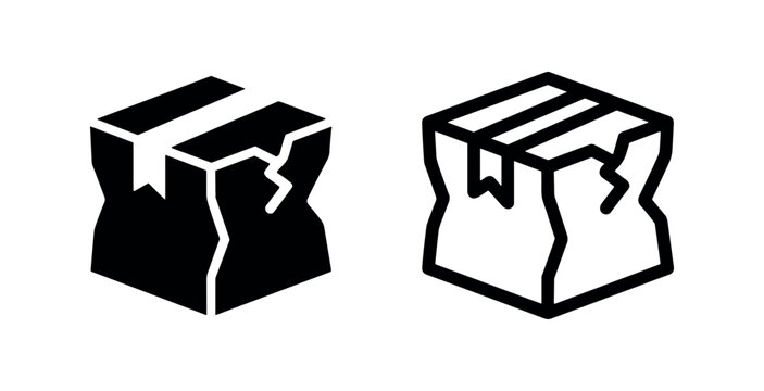 Damaged Package or Broken Box Icon Set