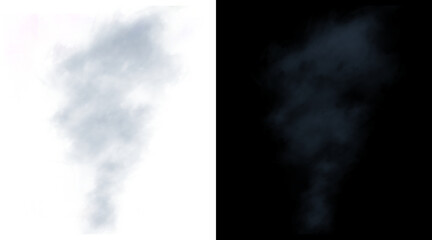 Fototapeta premium Atmospheric white smoke plume on black and white backgrounds, ethereal wispy steam clouds, misty fog texture for compositing and visual effects
