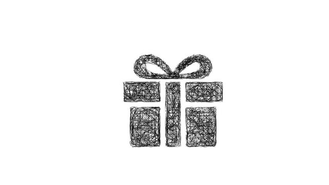 Sketch gift box icon animation - smooth progressive reveal
