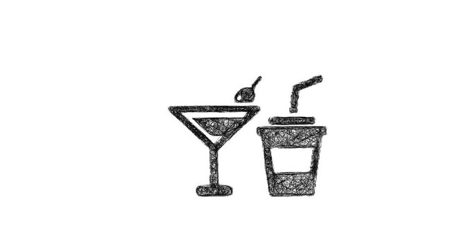 Sketch party drinks icon animation - smooth progressive reveal