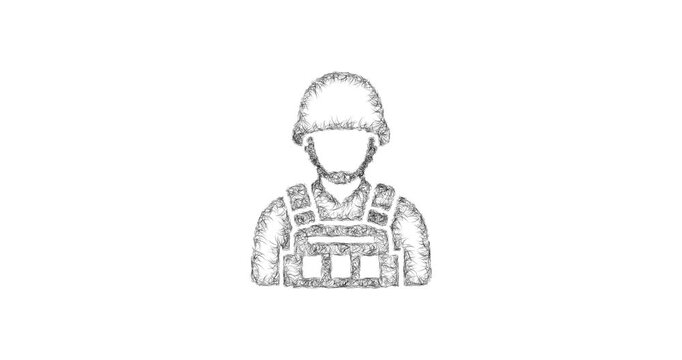 Sketch soldier icon animation - smooth progressive reveal