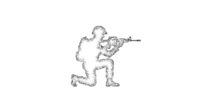 Sketch infantry icon animation - smooth progressive reveal