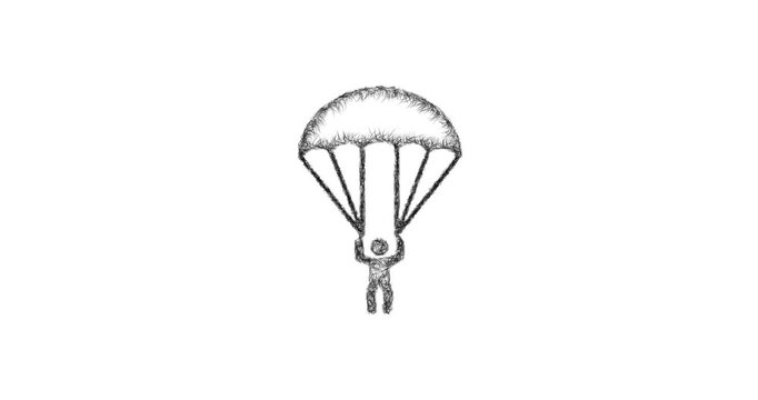 Sketch parachute icon animation - smooth progressive reveal