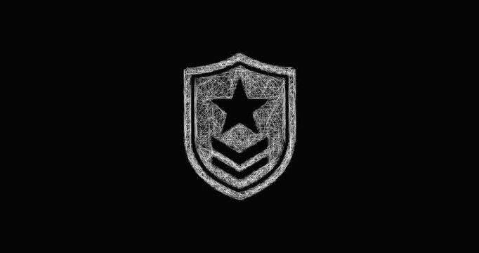 Sketch army badge icon animation - smooth progressive reveal