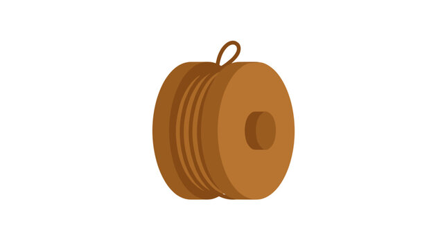 Brown Wooden Yo Yo Toy with String Loop Isolated on White Background