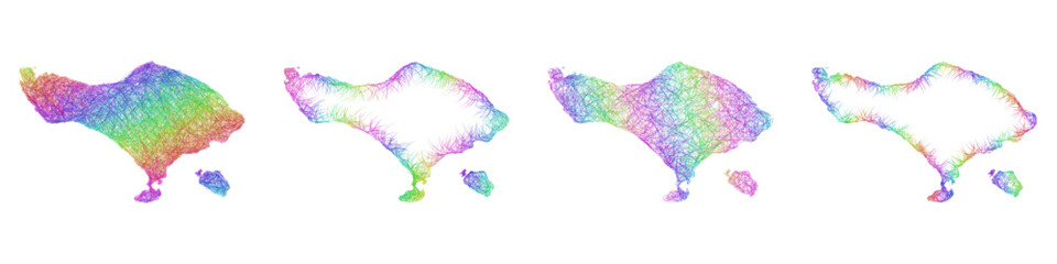 Fototapeta premium Rainbow sketch Bali map design set