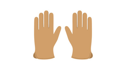 Fototapeta premium Pair of tan colored cartoon style gloves shown from the front against a white background