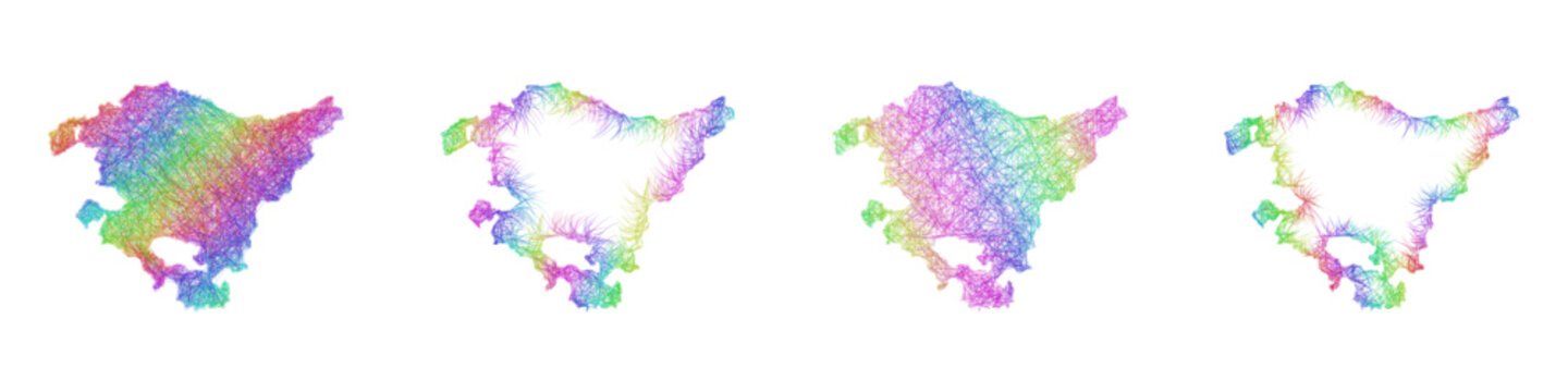 Rainbow sketch Basque Country map design set