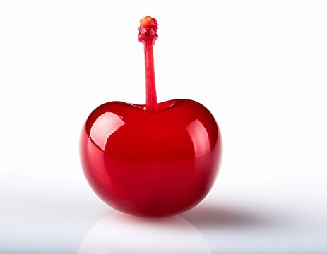 single red maraschino cherry isolated background