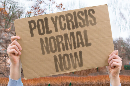 "Polycrisis normal now" Global emergencies have become typical. TYPICAL. GLOBAL. EMERGENCY. NORMAL. CRISIS.