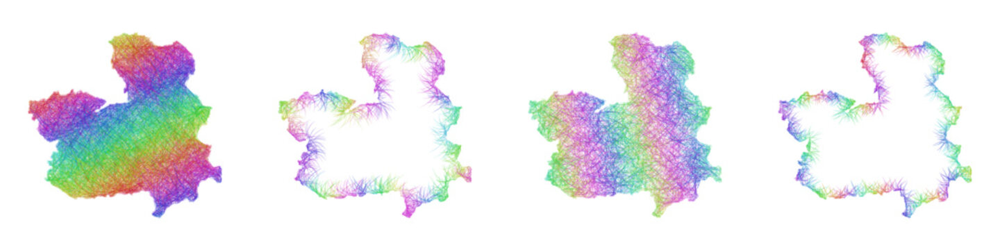 Rainbow sketch Castilla-La Mancha map design set