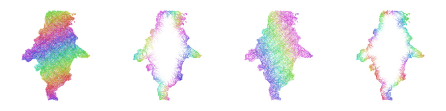 Colorful sketch Kalimantan Timur map design set