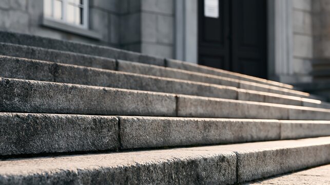 Close-up of stone staircase with sunlit texture