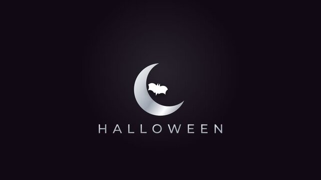 Halloween Moon Bat Logo Animation.