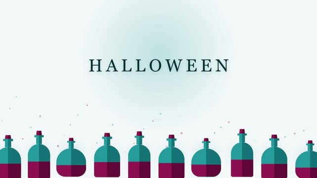 Halloween Potion Bottles Animation with Text and Falling Particles.