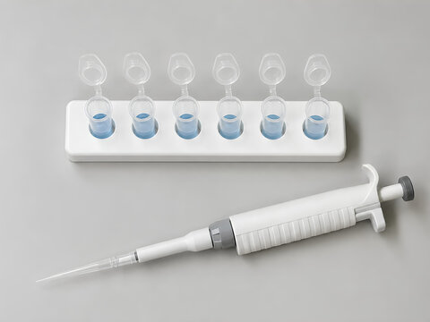 Six microcentrifuge tubes and micropipette for sample aliquoting