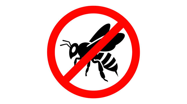 Prohibited wasp icon with red circle