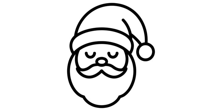 Simple line icon of santa claus head with a festive hat and beard for christmas holiday design projects and digital graphic elements for seasonal web sites Vector, illustration