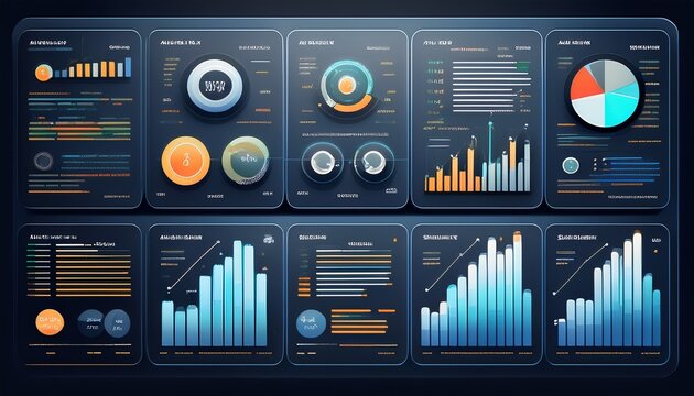dashboard with various analytics charts and metrics revenue overview user growth task completion sales report customer satisfaction modern user interface for business analysis dashboard