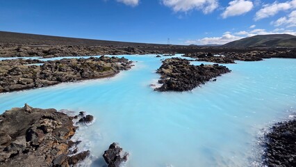 Geothermal Pools and Volcanic Landscape Near Iceland's Blue Lagoon © PhotographerM