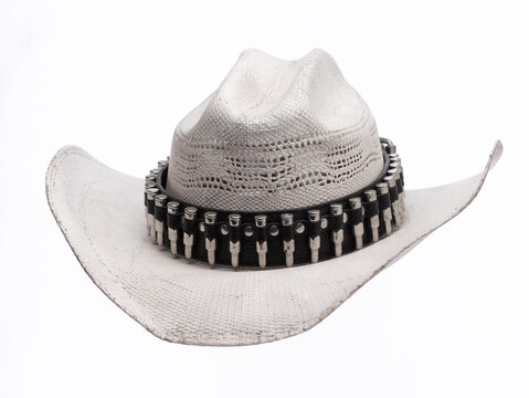 Cowboy hat with bullets isolated on white background