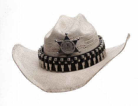 Cowboy hat with bullets isolated on white background