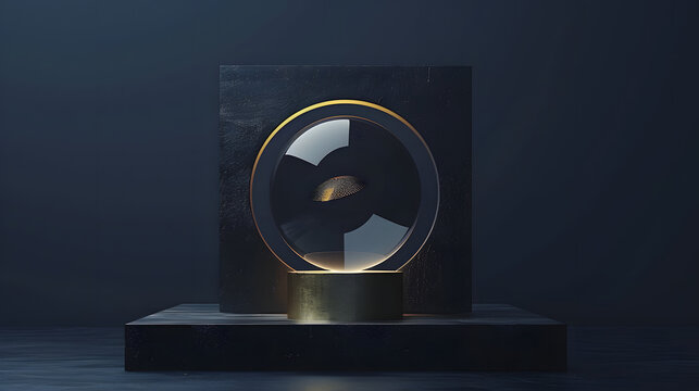 Polished obsidian vault revealing a holographic gold biometric signature