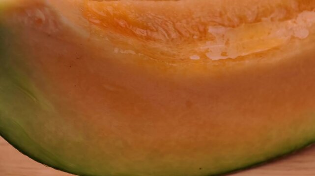 Sliced pieces of fresh sweet cantaloupe melon