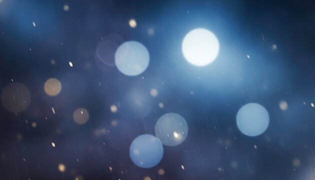 Abstract bokeh background with soft glowing orbs and sparkling particles in a dreamy blue atmosphere