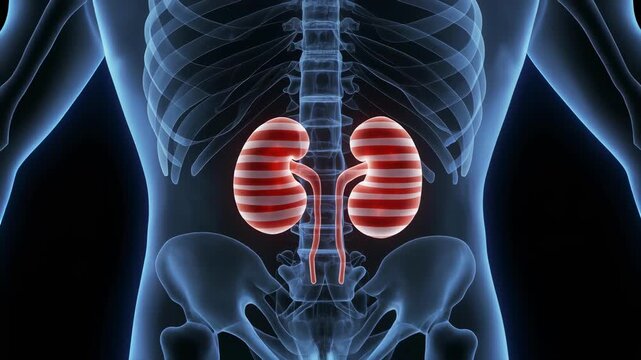 Renal Cortical Nephrogram Scan with Striated Bands for Medical Imaging Education