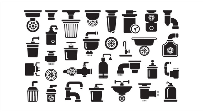 Pipe Fitting Icon Pack for Industrial Infrastructure, Plumbing Systems and Engineering Design Projects