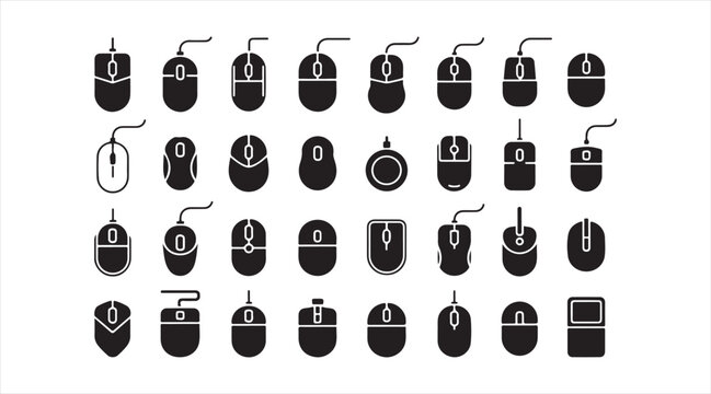 PC Mouse Icon Pack with Optical, Wireless and Desktop Computer Accessory Elements