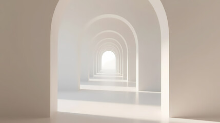Fototapeta premium White arches in a minimalist futuristic space