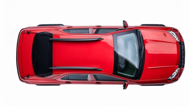 red suv top view isolated on white background or white background