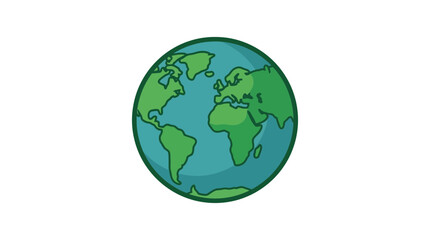 Obraz premium Green and blue cartoon style planet earth globe vector illustration