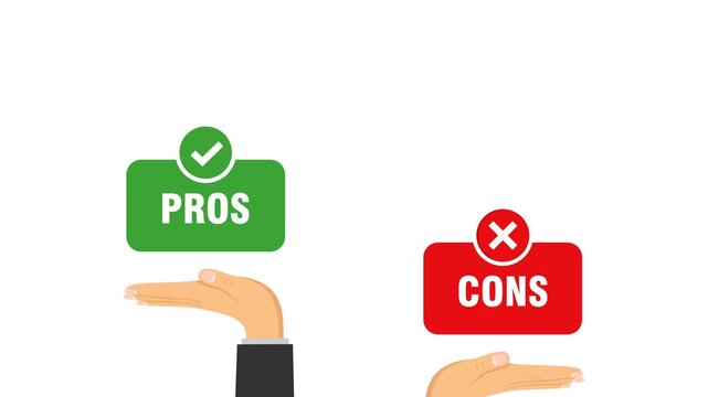 pros and cons video animation decision flat concept