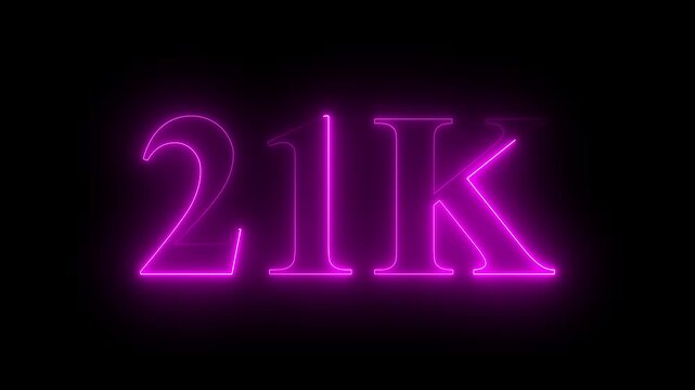 Neon 21K ultra HD pink color text icon on black background. 11k followers, likes, subscribers.	