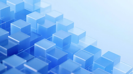 Fototapeta premium Blue glass cubes in futuristic array